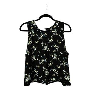 Banana Republic Black Floral Sleeveless Tank Top Blouse Size XL